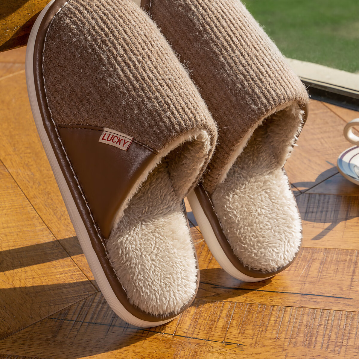 Runrou Cotton Slippers for Men, Winter Home Use, Warm Fleece-Lined, Large Size, Indoor Non-Slip, New Style for Autumn 2025 Floor Slippers 6