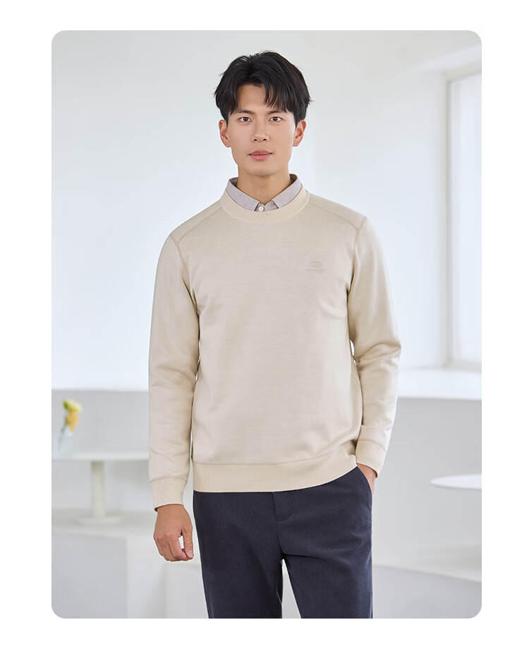 Laxton Men's Knit Sweater Autumn Winter [With Merino Wool] Warm Heat-Retaining Anti-Pilling Skin-Friendly Men's Top Navy Blue 2XL 3