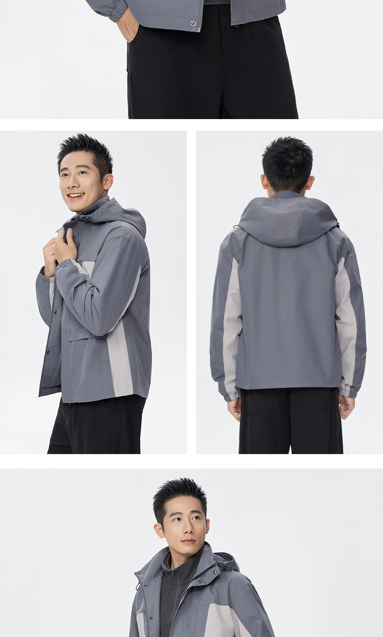 Giordano Men's Windproof Jacket Autumn Winter New Water-Repellent Color-Block Multi-Pocket Loose Hooded Coat 01075082 17