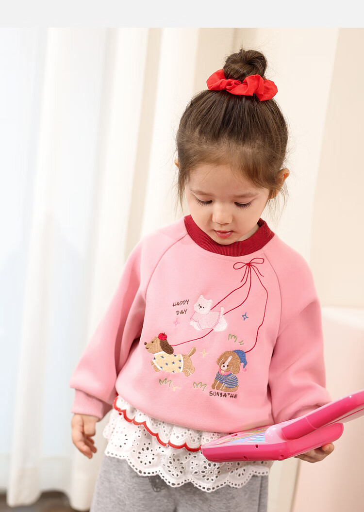 LUSON Little O Dad Baby Girl Toddler Raglan Sleeve Autumn Cartoon Cute Casual Sweatshirt New Year Outfit 8