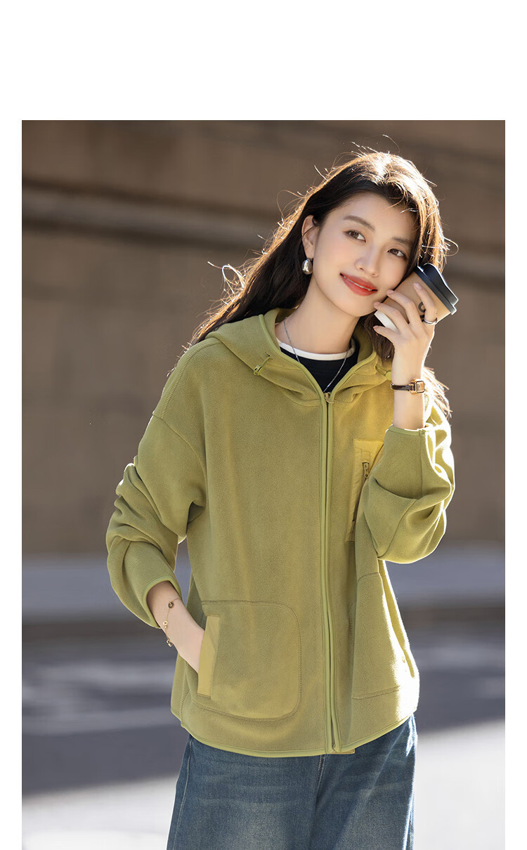Demana Warm Experience Winter Simple Korean Style Hooded Plush Dense Warmth Edged Loose Slimming Women's Coat 4