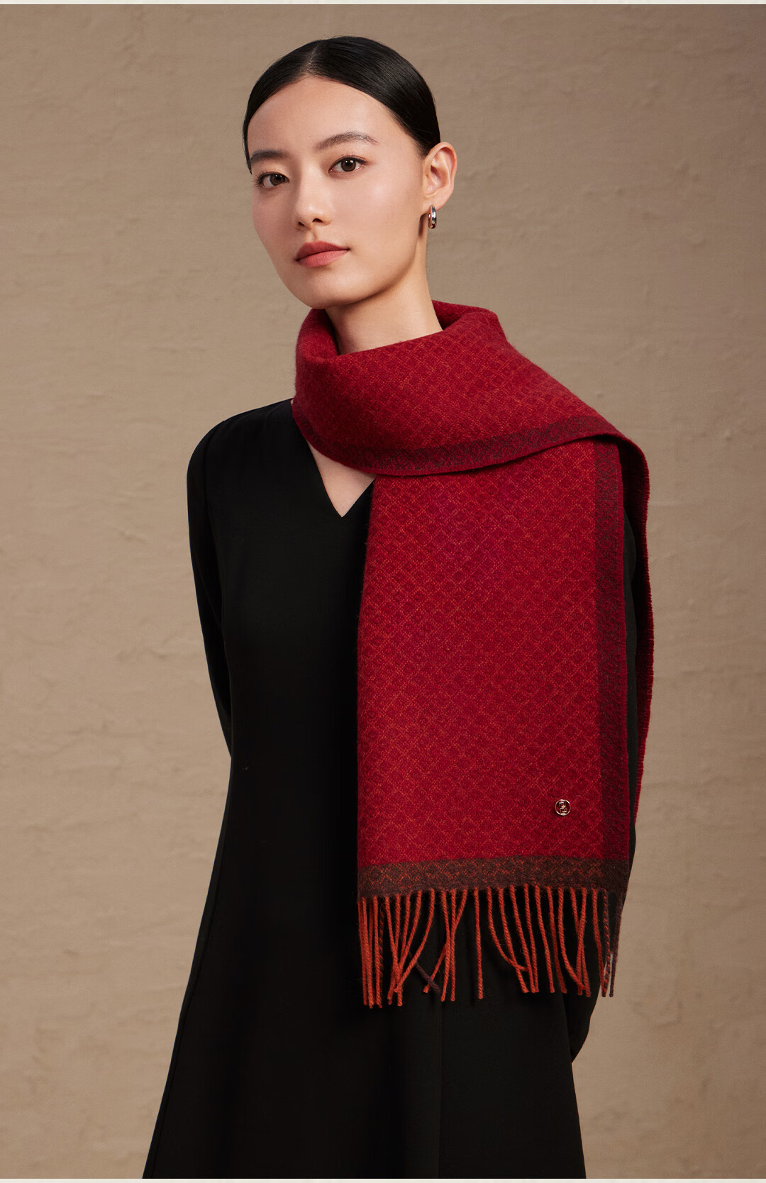Shanghai Story 100% Wool Scarf Couple Birthday Gift Shawl New Year Gift Box Simple Warm Red Neck Warmer 2