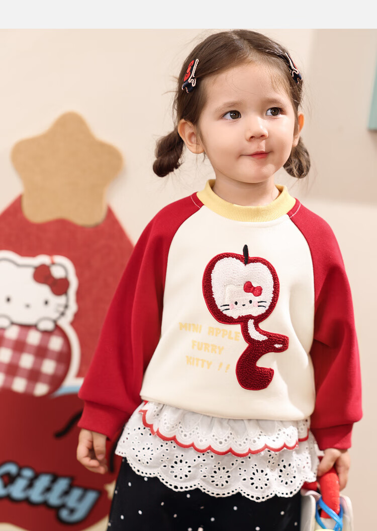 LUSON Little O Dad Baby Girl Toddler Raglan Sleeve Autumn Cartoon Cute Casual Sweatshirt New Year Outfit 7