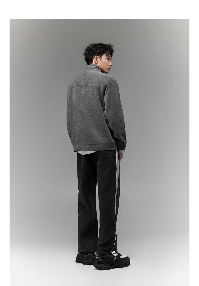 CABBEEN Velvet Y-Axis Stripe Men's Sweatshirt Special Fabric LOGO Single C Embroidery Winter Long Sleeve Sweatshirt 13