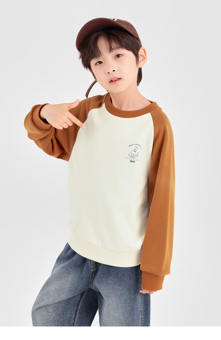 Duoduo Boys Sweatshirt Kids Autumn 2025 New Colorblock Raglan Sleeve Loose Casual Pullover Top 25
