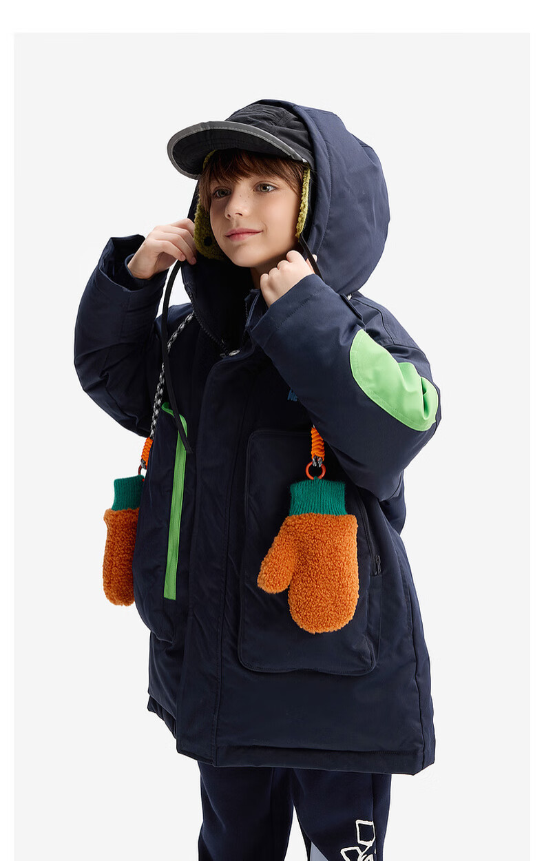 MQD Kids Down Jacket 2024 Winter New Boys Hooded Thick Warm Workwear Coat for Older Children 9