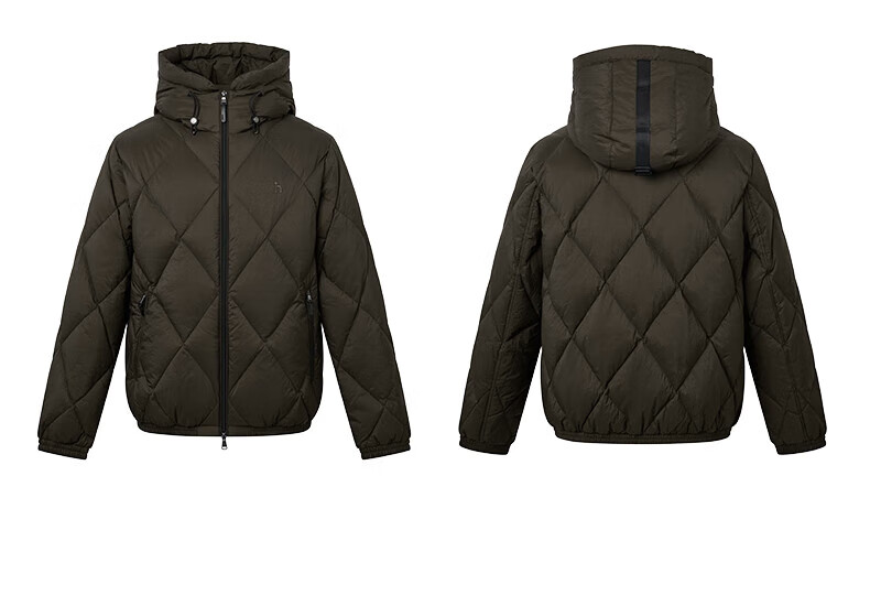 HAZZYS Men's Winter Goose Down Hooded Quilted Short Thick Jacket ASFZU0CDX07 4