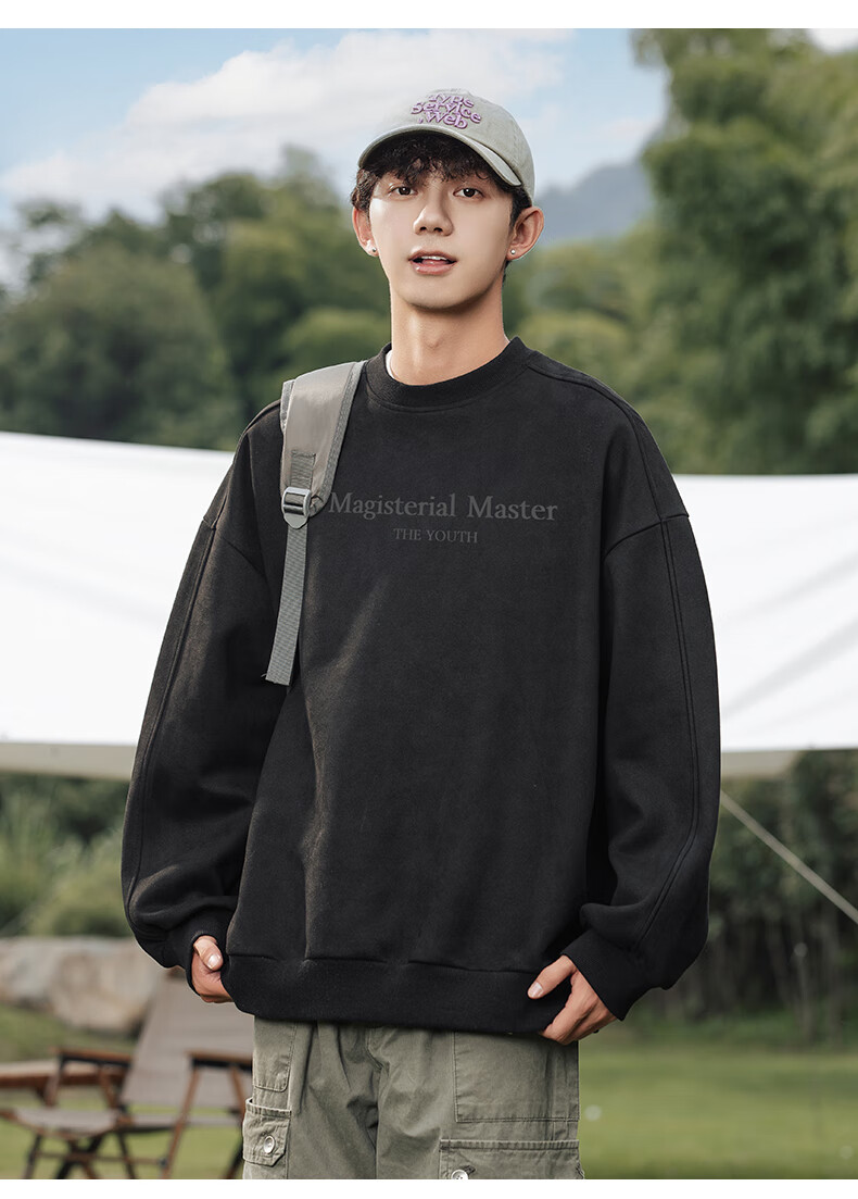 WOOD SOON Men's Vintage American Style Loose Fit Pullover Sweatshirt Autumn Winter Heavyweight Casual Top 15