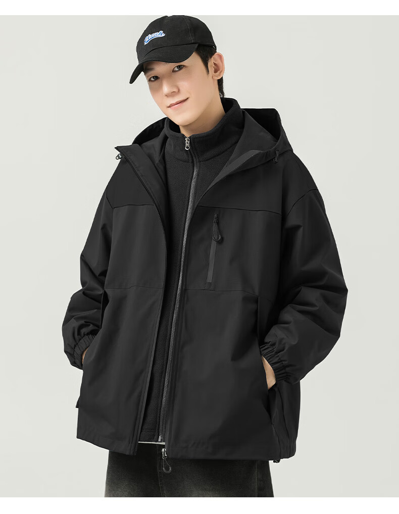 WOOD SOON 3-in-1 Cotton Padded Jacket Unisex Autumn Winter Thickened Fleece Windproof Warm Stand Collar Coat 10