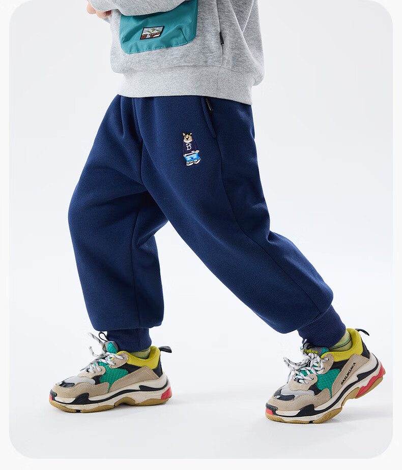 Dudu Boys Winter Thickened Pants Children's Fleece Casual Pants Girls Sports Pants Baby Warm Long Pants Gray 80 9