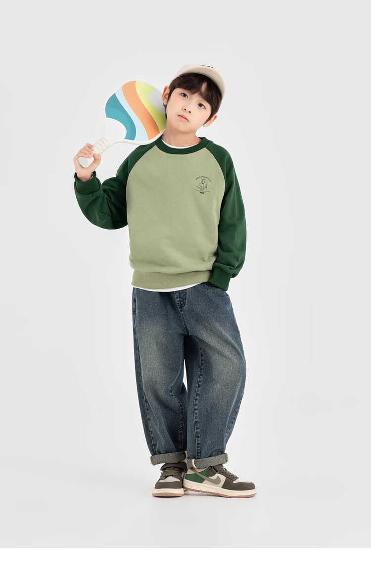 Duoduo Boys Sweatshirt Kids Autumn 2025 New Colorblock Raglan Sleeve Loose Casual Pullover Top 22