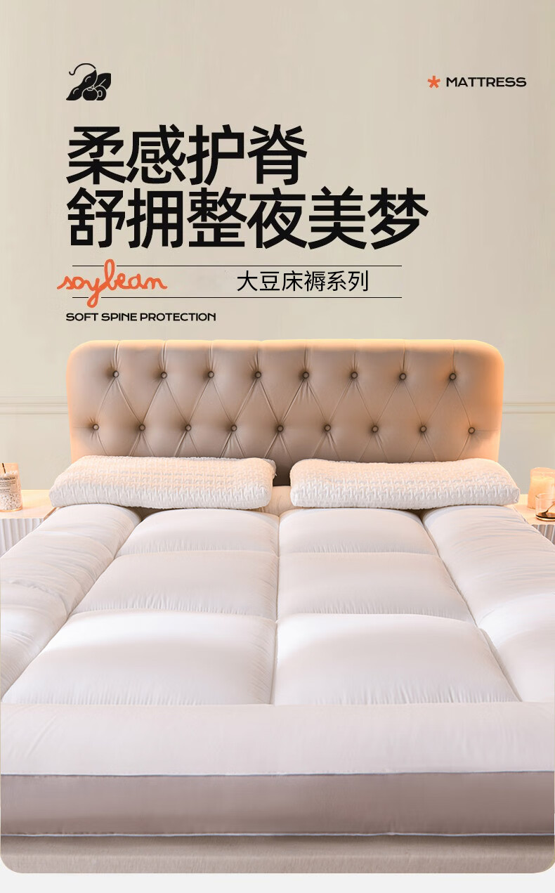 Yalu Soy Fiber Mattress Cover Home Bedding Four Seasons Soft Foldable Non-Slip Pad 1.5x2m 1