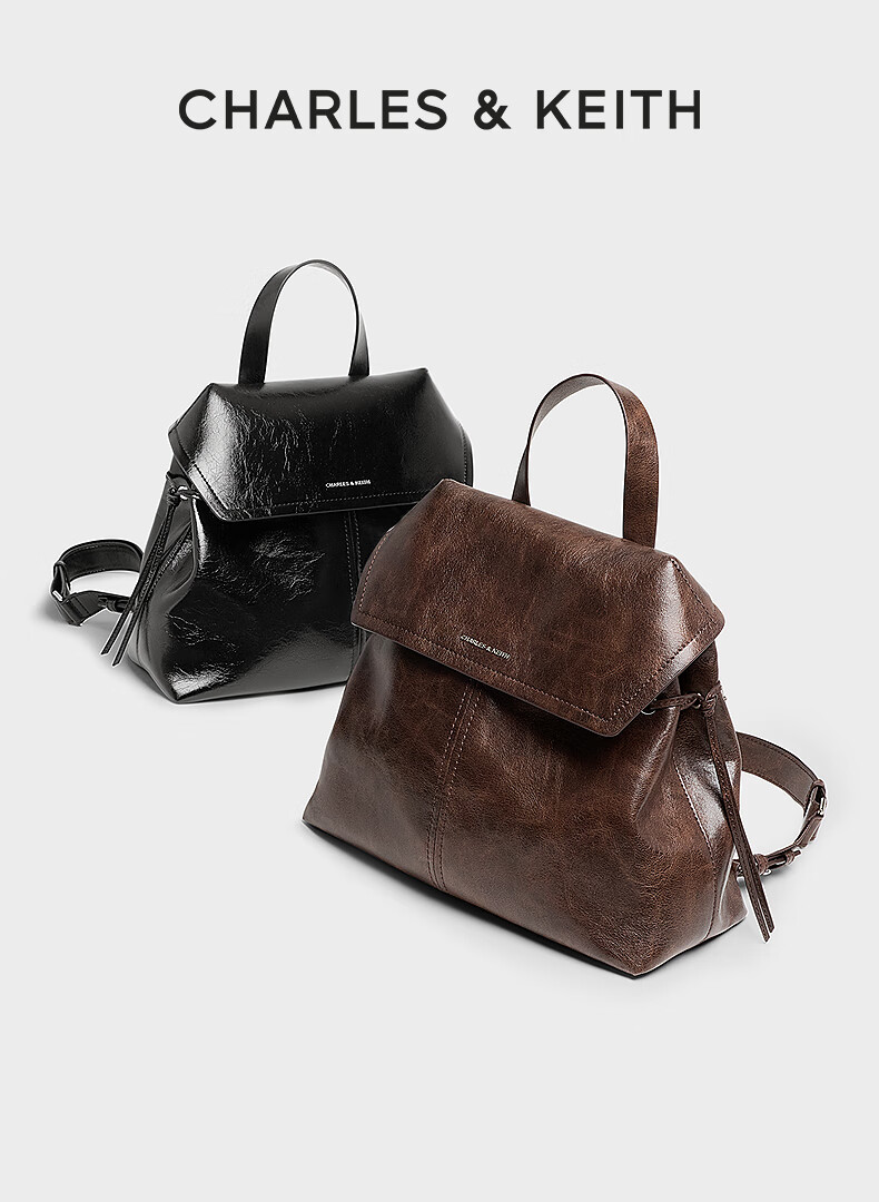 CHARLES & KEITH Large Capacity Vintage Commuter Knot Backpack CK2-60671790 Birthday Gift 1