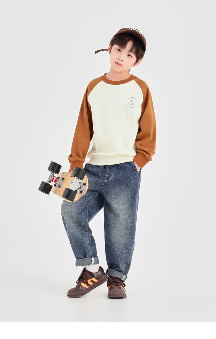 Duoduo Boys Sweatshirt Kids Autumn 2025 New Colorblock Raglan Sleeve Loose Casual Pullover Top 27