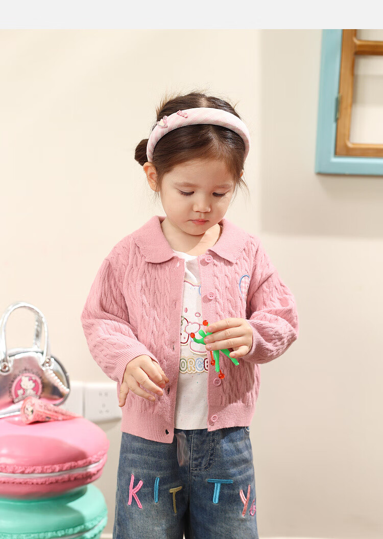 LUSON Little O Dad Baby Girls' Sweater Cardigan 2025 Autumn New Baby Knitted Warm Stylish Jacket 8