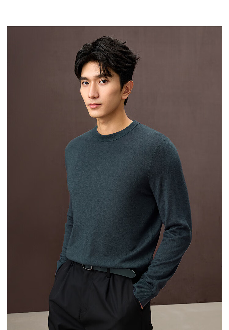 HLAHLA Men's Wool Sweater 30% Wool Warm Comfortable Knitwear Autumn Winter 5
