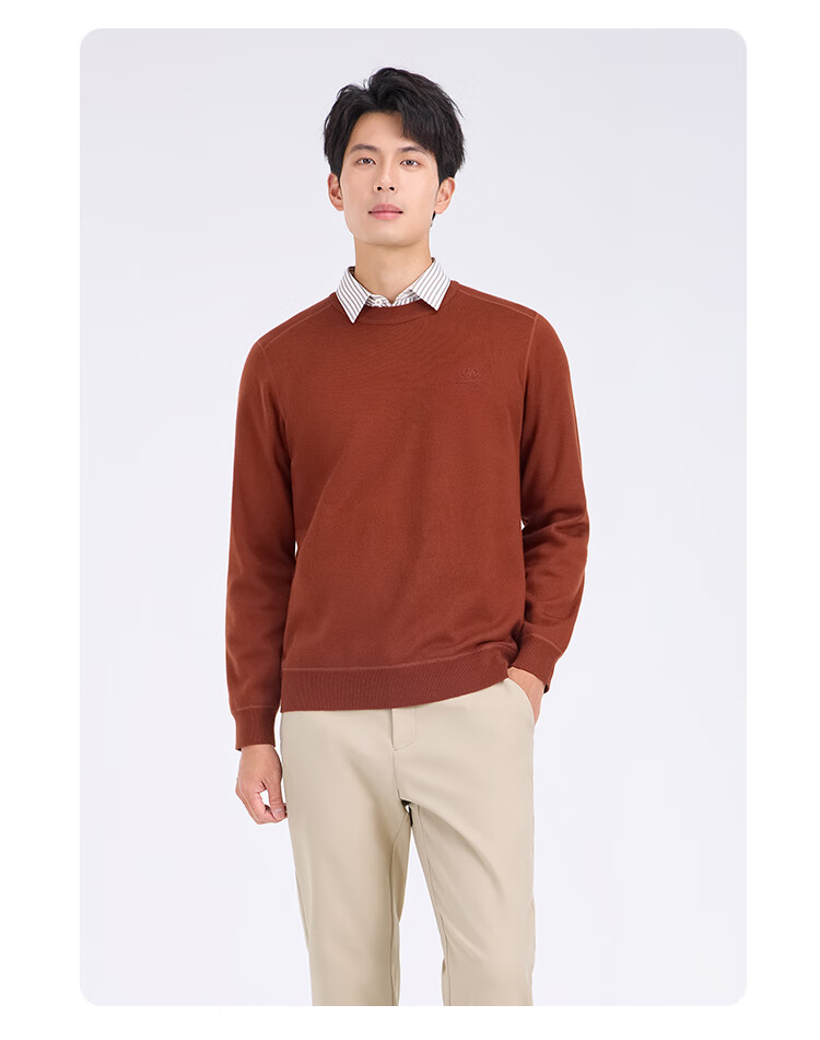 Laxton Men's Knit Sweater Autumn Winter [With Merino Wool] Warm Heat-Retaining Anti-Pilling Skin-Friendly Men's Top Navy Blue 2XL 5