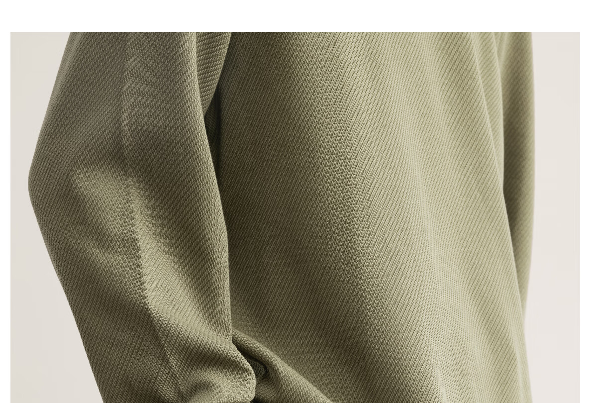 MARKLESS Men's 2025 Autumn New Loose Fit Khaki Green Layered Long Sleeve Sweatshirt, Size L, Model 5406 13