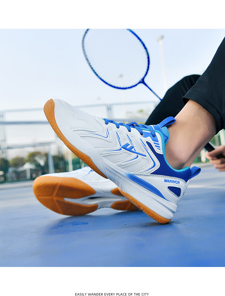 Warrior Badminton Shoes Table Tennis Shoes Tennis Shoes Training Shoes Unisex Parent-Child Model 1033 Size 40 White Pink 29