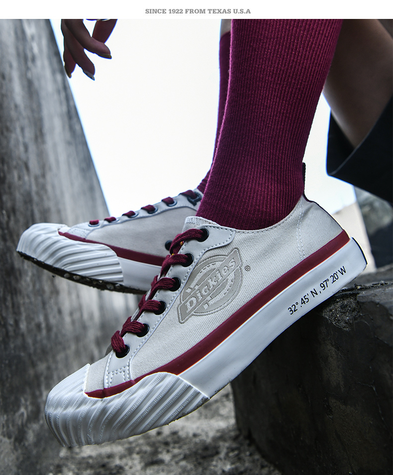 dickies女鞋帆布鞋女低帮百搭复古板鞋学生鞋子女 红色运动码 38码