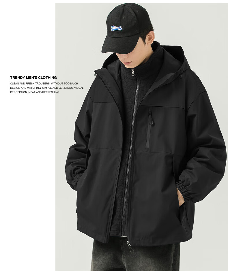 WOOD SOON 3-in-1 Cotton Padded Jacket Unisex Autumn Winter Thickened Fleece Windproof Warm Stand Collar Coat 9