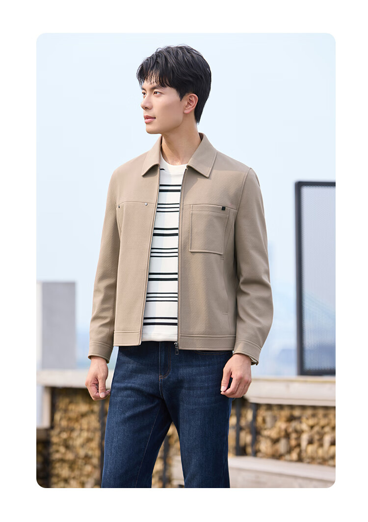 Laxdn Men's Jacket for Autumn And Winter, Warm [Twill Woven Fabric], Easy-Care Simple Casual Outerwear for Men, Light Khaki, M 3