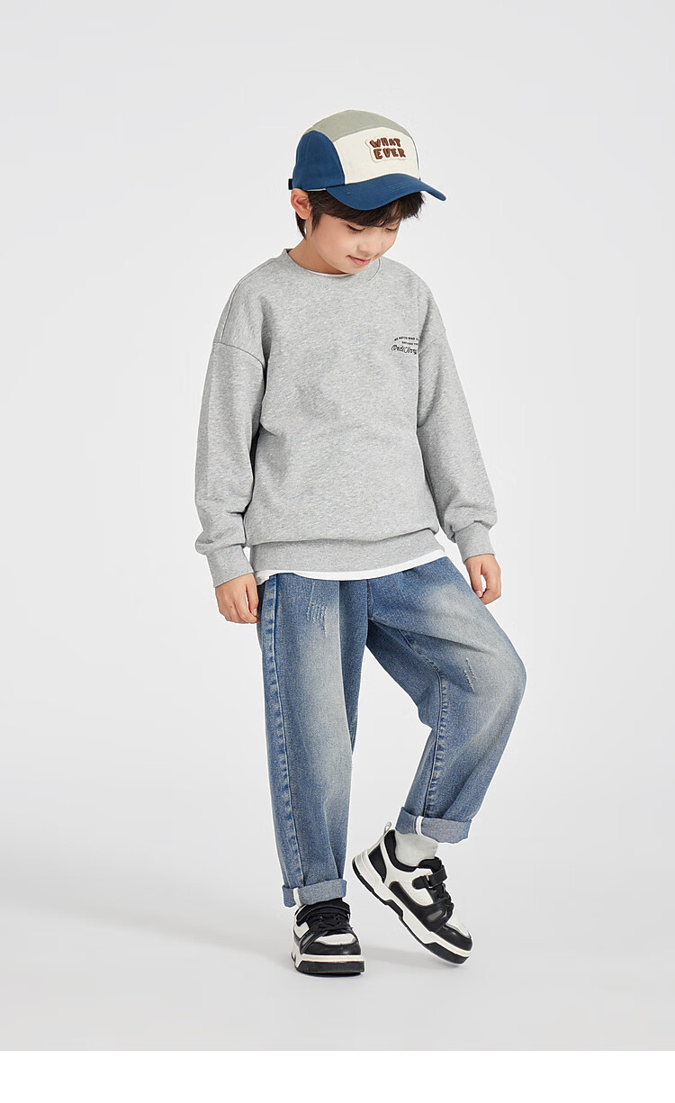 Duoduo Kids 2026 Spring Autumn Cartoon Cloud Print Sweatshirt Boys Casual Sports Top Big Kids Crew Neck Base Layer 12