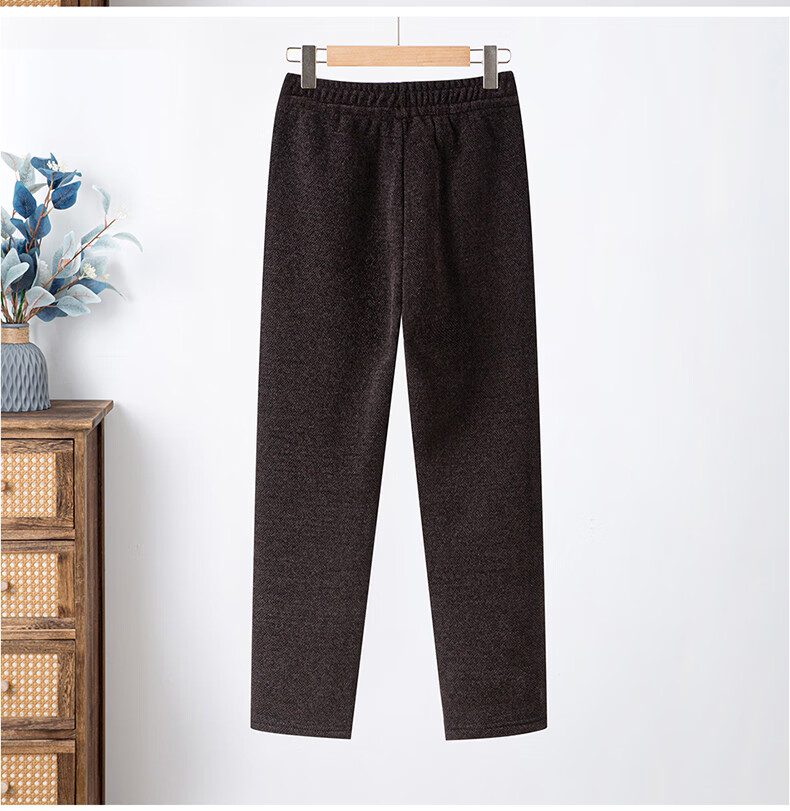 Hengyuanxiang Middle-aged Mom Winter New Thickened Fleece Lined Loose Straight Casual Pants Grandma Style Elastic High Waist Trousers 4