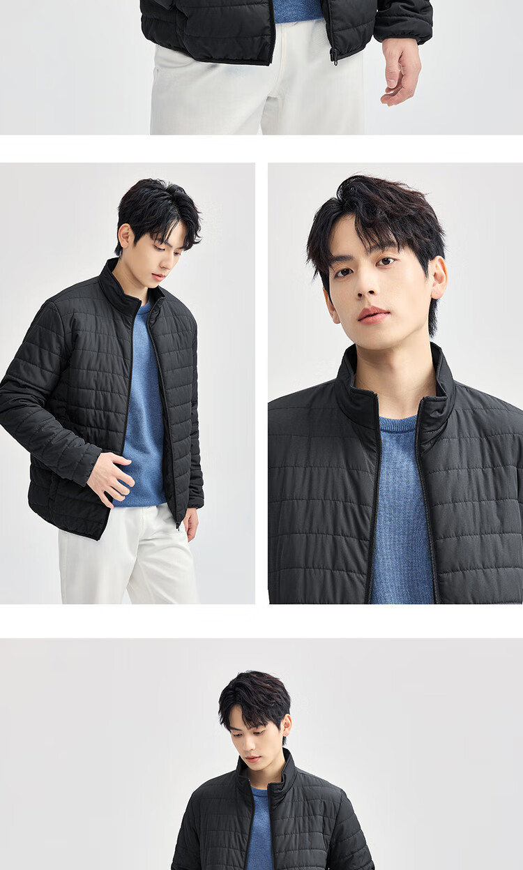 Giordano Men's Cotton Padded Jacket Autumn Winter New Solid Color Stand Collar Warm Cotton Coat 13075816 10