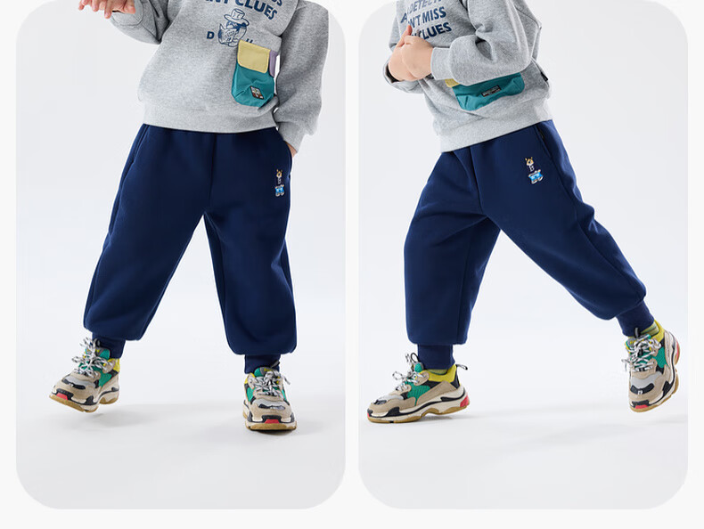 Dudu Boys Winter Thickened Pants Children's Fleece Casual Pants Girls Sports Pants Baby Warm Long Pants Gray 80 8