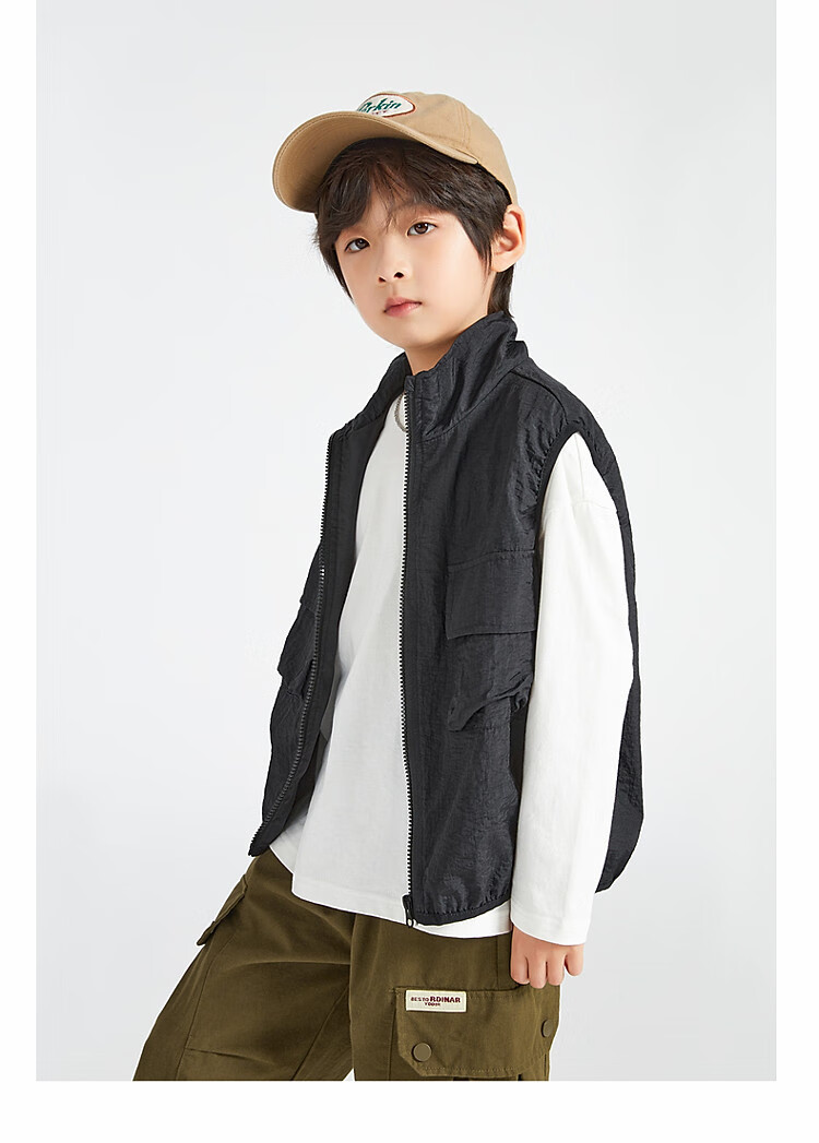 Duoduo Boys Workwear Vest 2025 Spring Autumn Children's Outdoor Functional Style Waistcoat Stylish Jacket for Older Kids 9