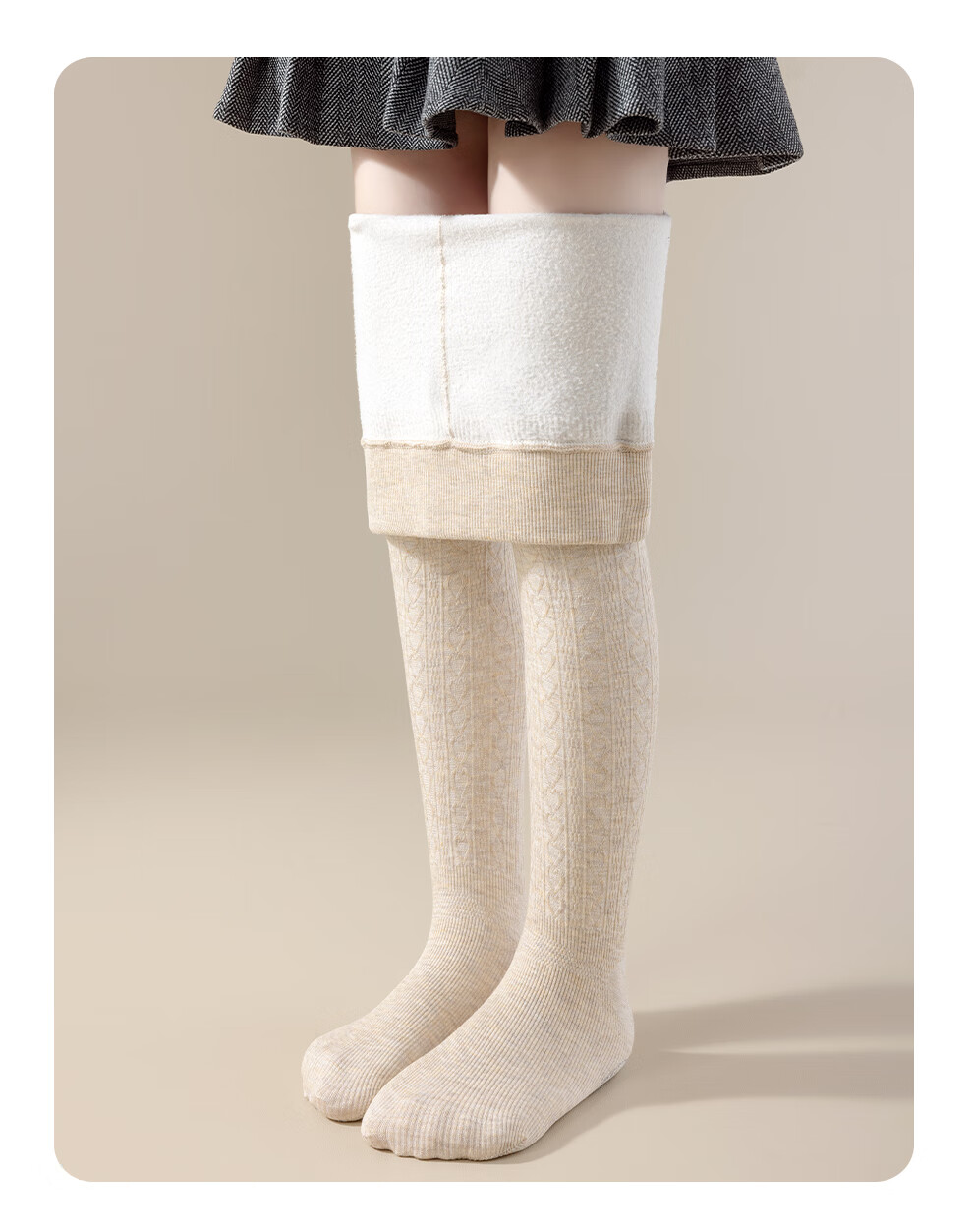 Aiwu Ge Children's Fleece-Lined Autumn Winter Leggings Girls Non-Slip Ballet Tights Gray Size M 11