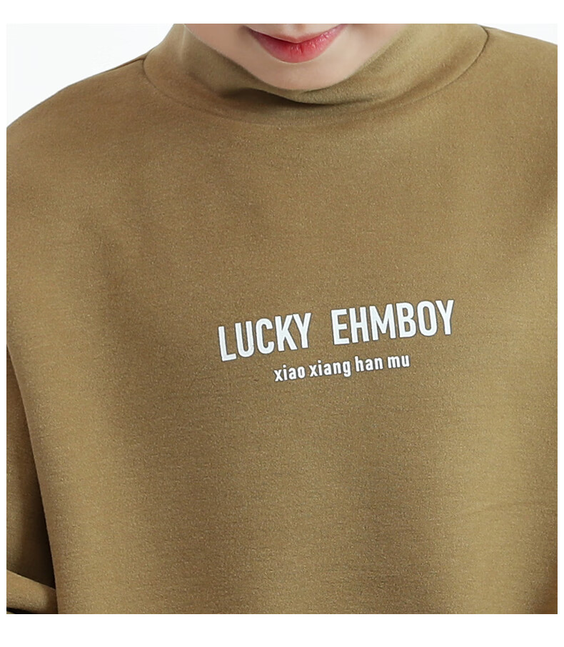 Little Elephant Ham Boys' Base Layer Shirt Autumn Winter Children's Innerwear Half Turtleneck New Boys' Trendy White 150 cm 25