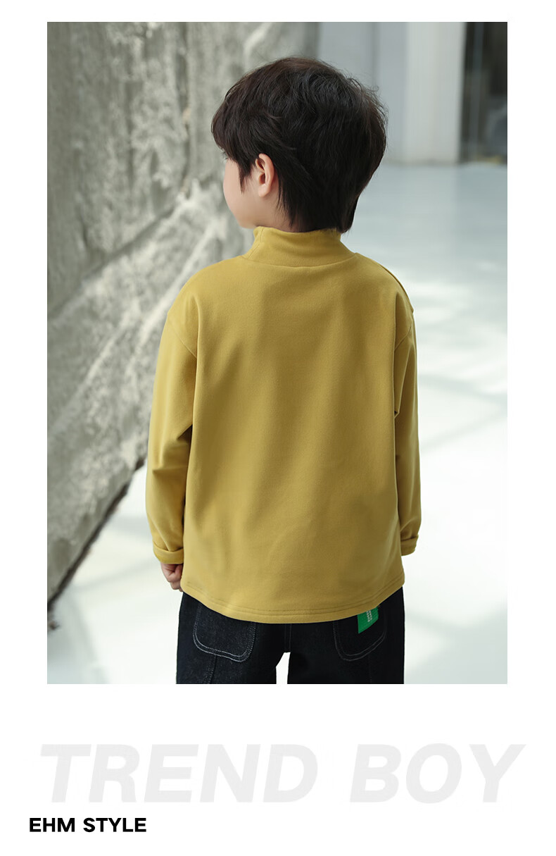 Little Elephant Ham Boys' Winter Base Layer Shirt Half Turtleneck Children's Thermal Underwear New Winter Kids' Clothing Black 120 cm 9