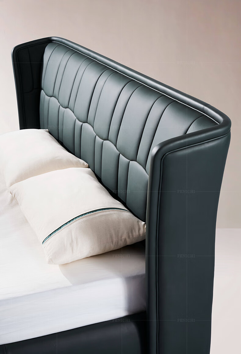 菲尼其(furniture) 意式极简头层牛皮双人床意大利设计师1.