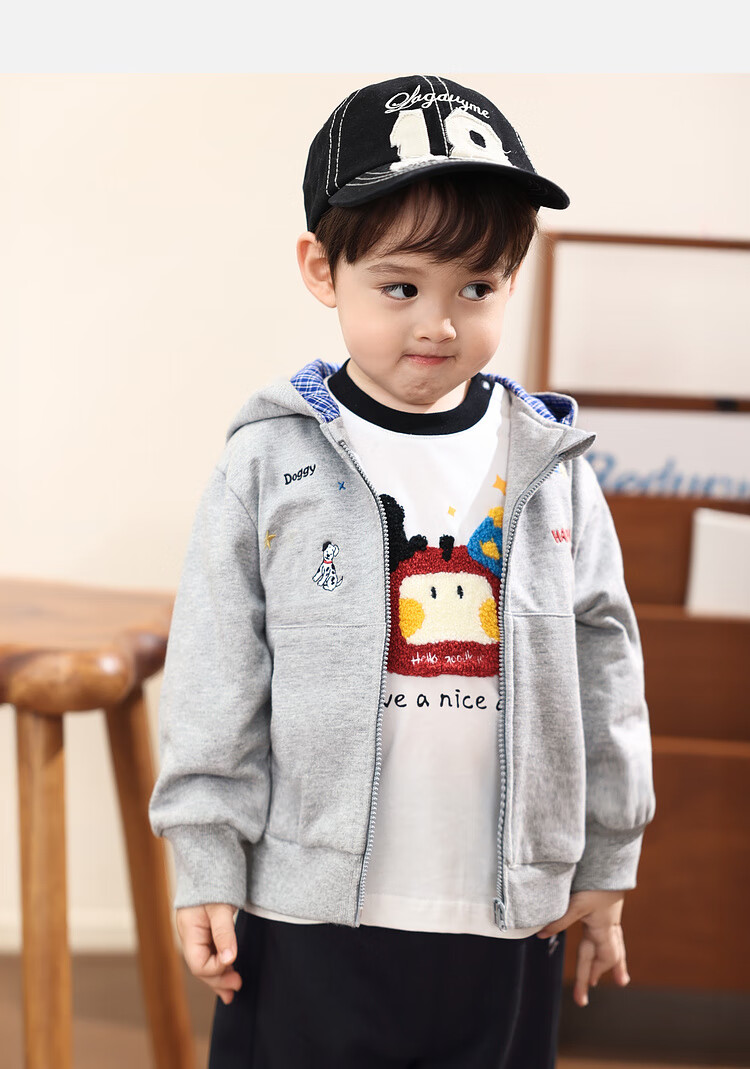 LUSON Little O Dad Boys' Baby Jacket Spring Hooded Red 2025 New Boys' Sweatshirt Baby Cardigan Spring Autumn Wear 13