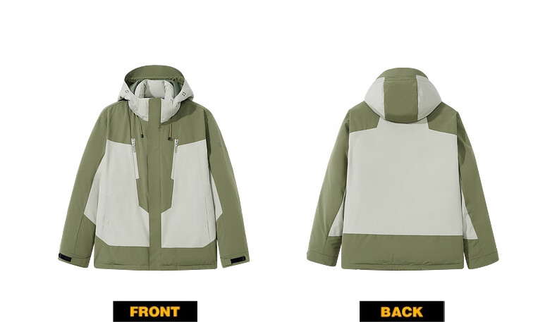 CABBEEN Men's Down Jacket with Three-Proof Fabric, Colorblock Design, Outdoor Detachable Hood Winter Coat 12