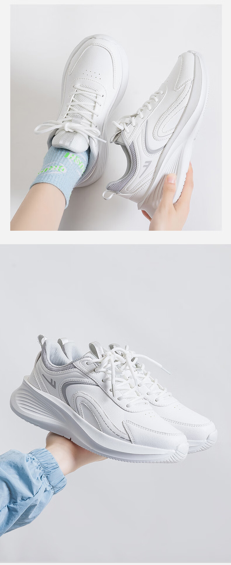Warrior Official Women's Sports Shoes 2026 Spring New Trendy Casual White Sneakers for Women White/Off-Gray Size 35 11