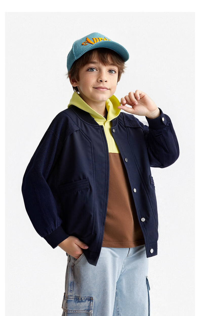 MQD Boys' Baseball Jacket 2025 Autumn New Children's Patchwork Loose Street Dance Coat 7