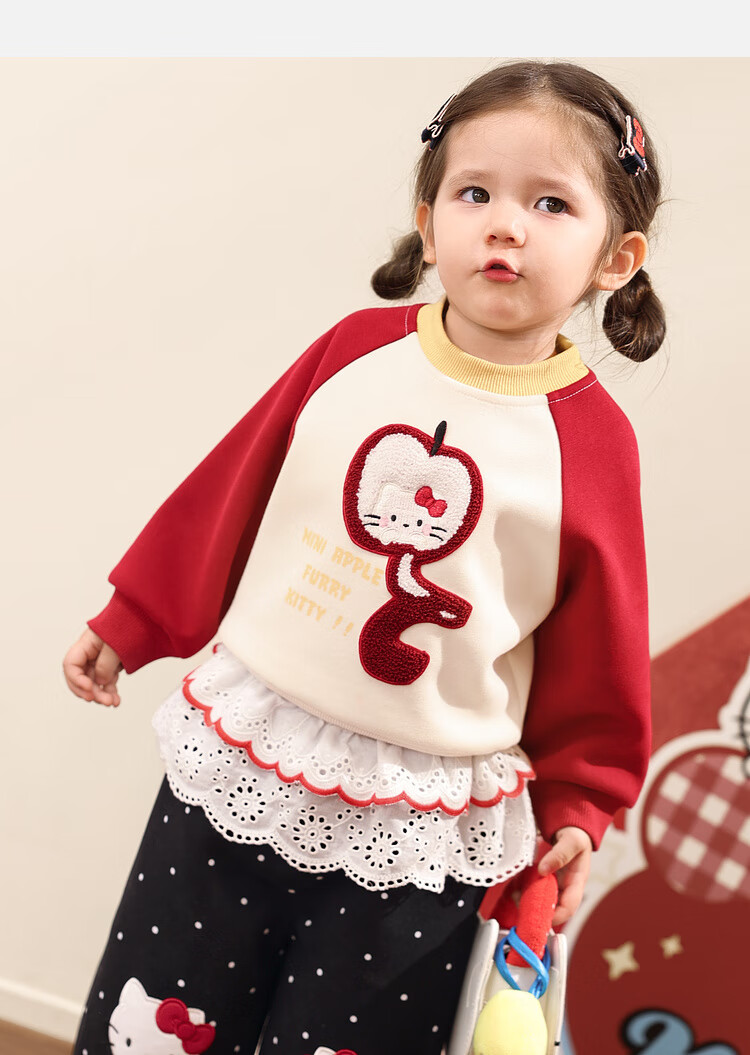 LUSON Little O Dad Baby Girl Toddler Raglan Sleeve Autumn Cartoon Cute Casual Sweatshirt New Year Outfit 12