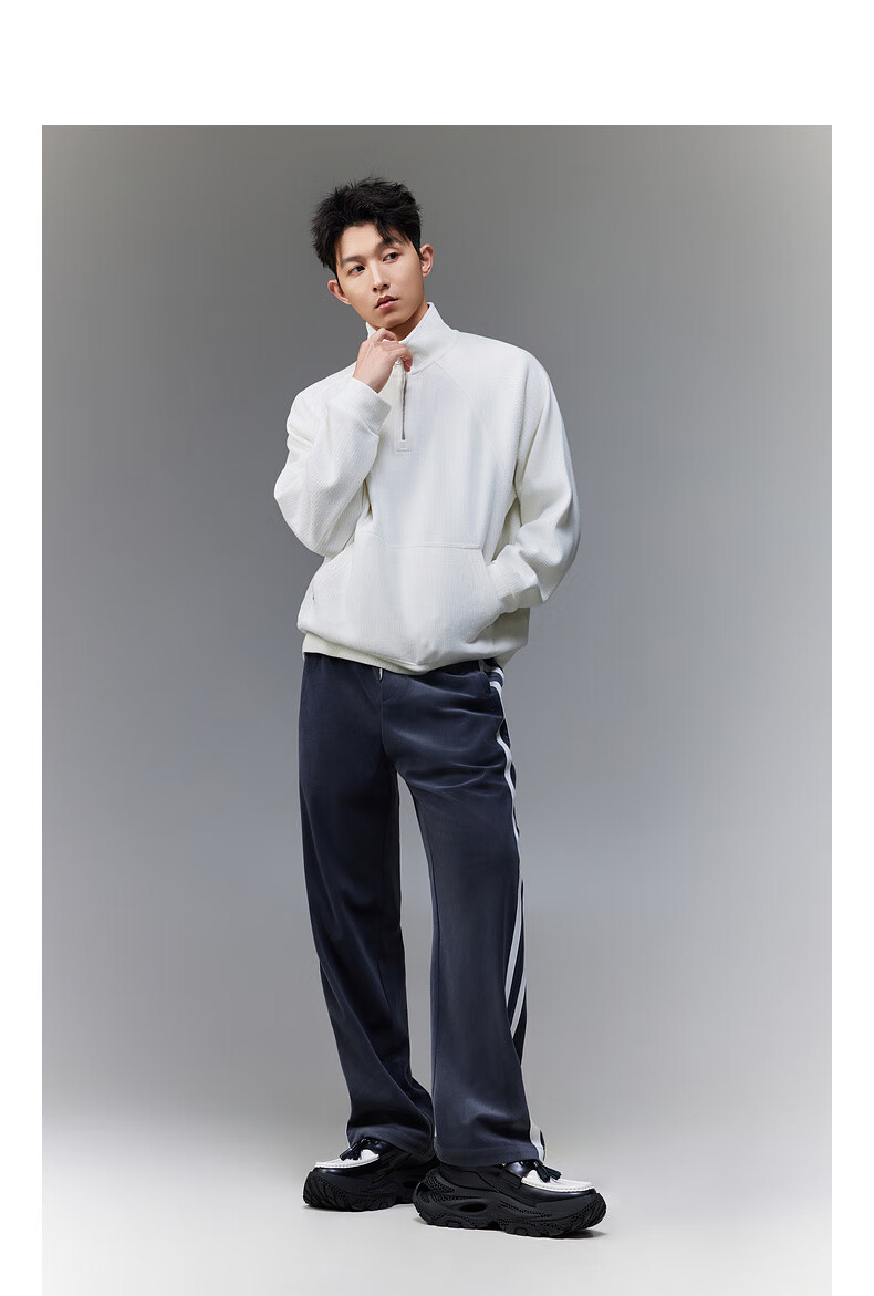 CABBEEN Velvet Y-Axis Stripe Men's Sweatshirt Special Fabric LOGO Single C Embroidery Winter Long Sleeve Sweatshirt 4