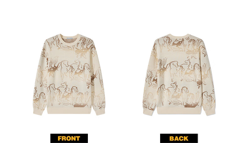 CABBEEN 100% Combed Cotton Men's Artistic Pattern Jacquard Gradient Yarn Winter Long Sleeve Sweater 15