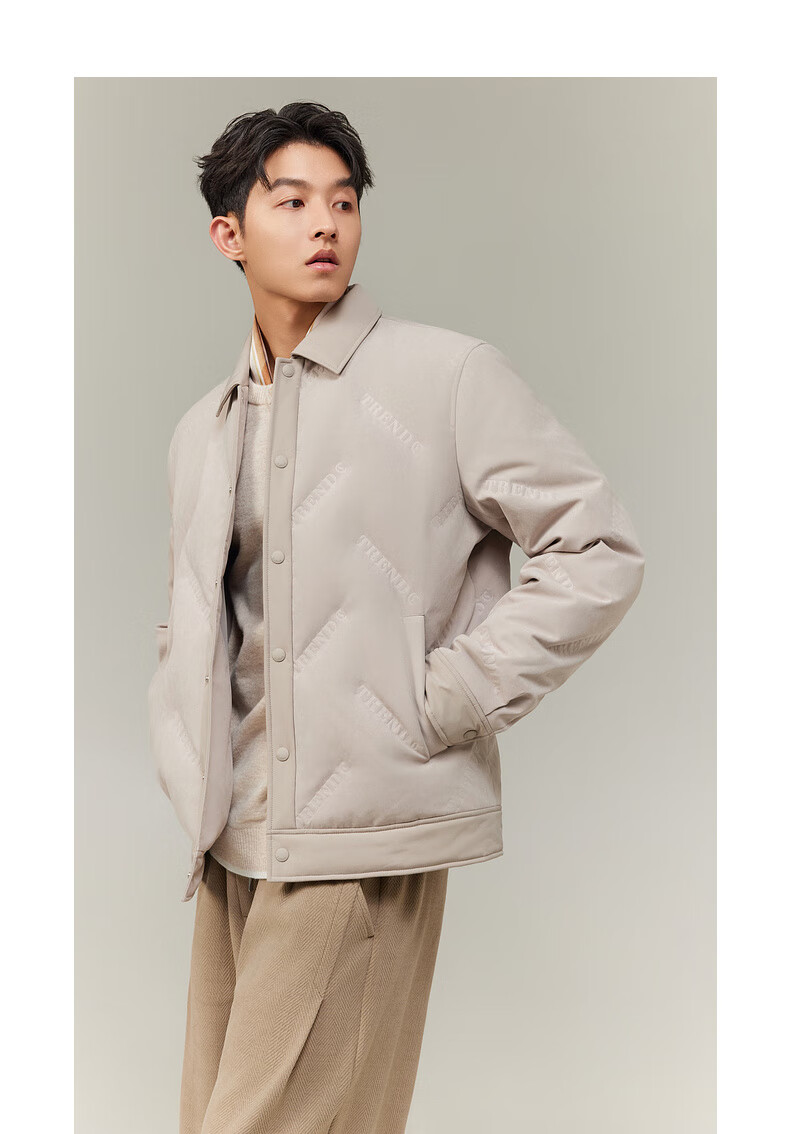 CABBEEN Peach Skin Fabric Three-Proof Seamless Lettering Down Jacket Men Lightweight Winter Down Coat 6