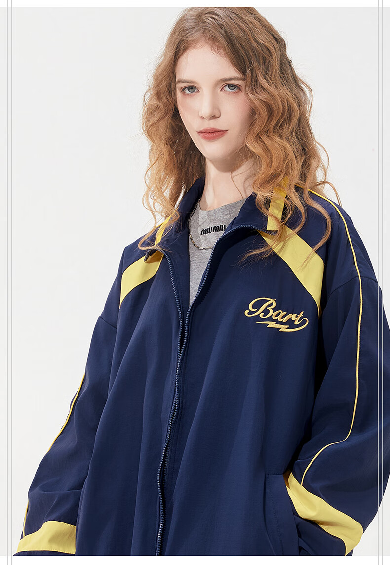 THE SIMPSONS Casual Loose Trendy Embroidered Colorblock Unisex Jacket Coat Gray Regular L 9
