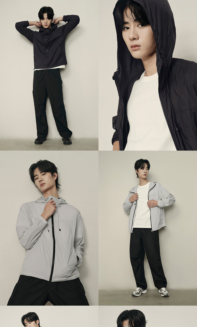 Giordano [Korean Celebrity Style] Casual Cycling Jacket Men Drawstring Hooded Lightweight Windbreaker 01075531 10