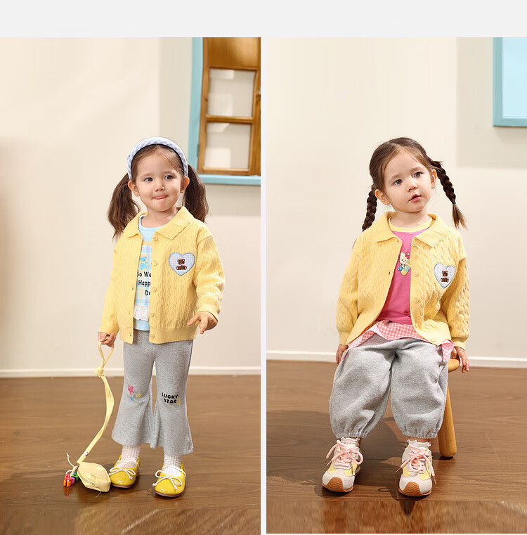LUSON Little O Dad Baby Girls' Sweater Cardigan 2025 Autumn New Baby Knitted Warm Stylish Jacket 20