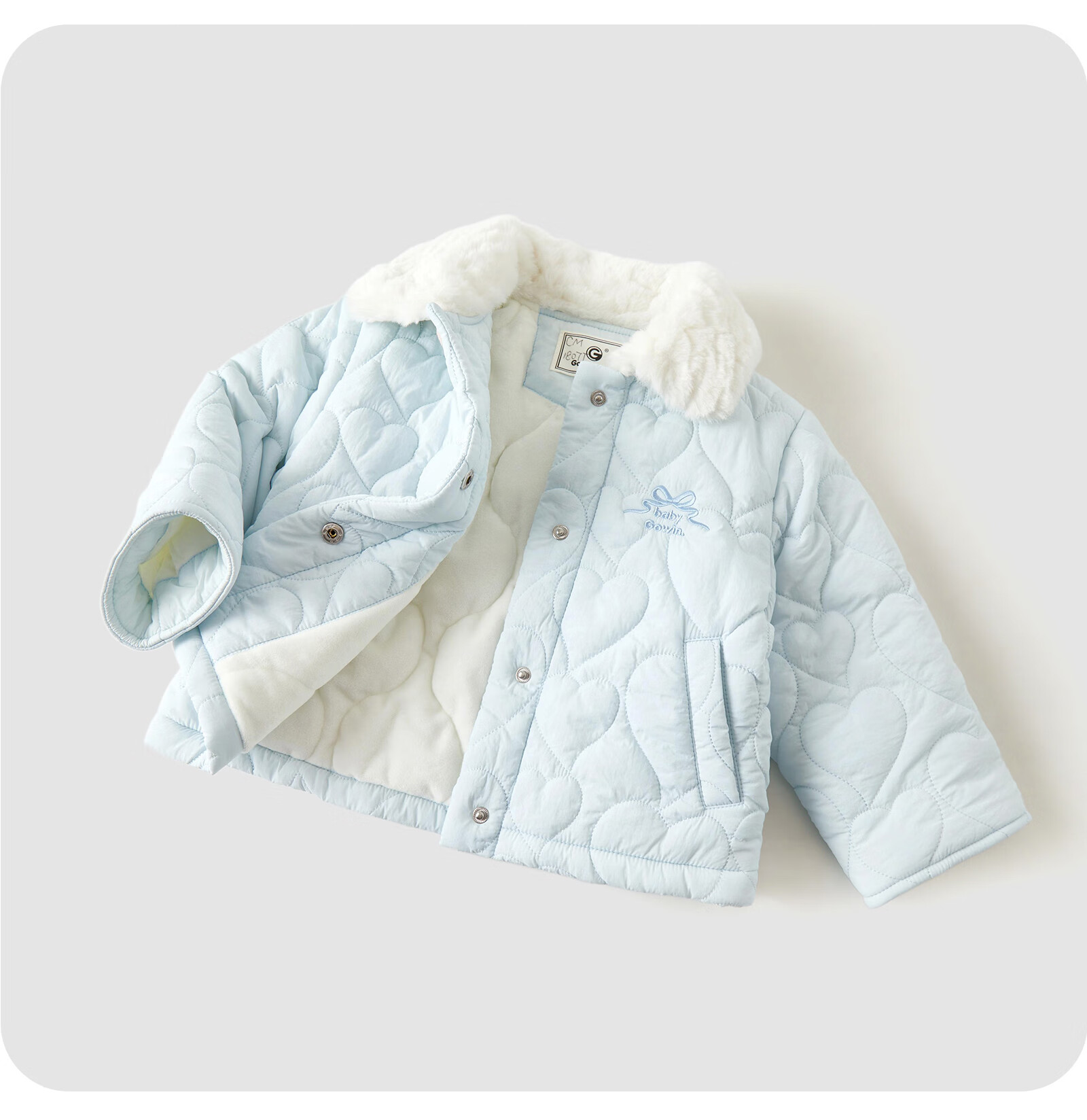GOWINBABY Girls' Windproof Coat 2025 Winter New Cute Cotton Padded Cartoon Warm Fleece Jacket 14