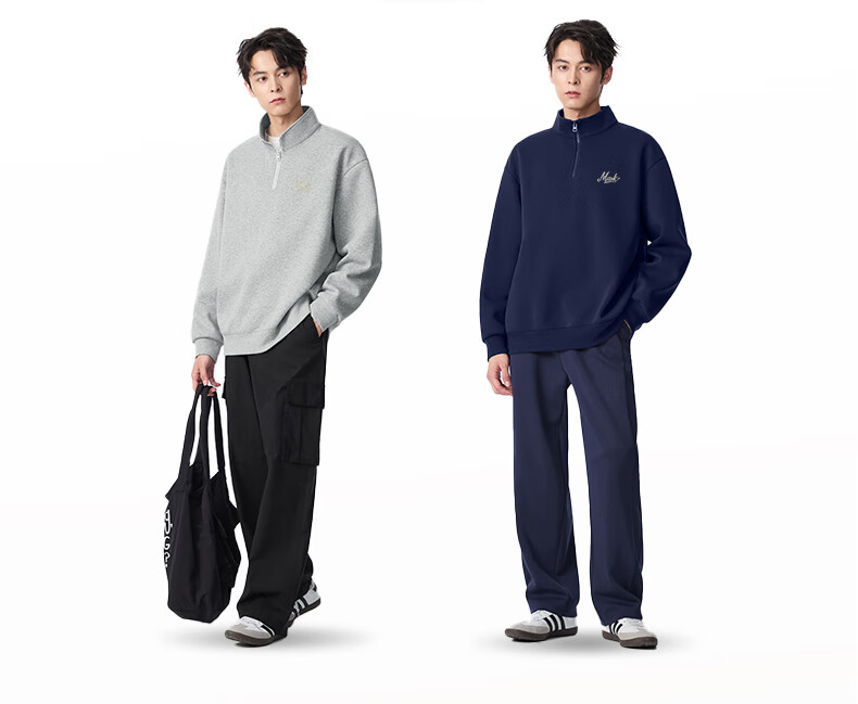 Mark Fairwhale Half-Zip Stand Collar Sweatshirt Men Autumn Winter 2025 New Wrinkle-Resistant Commuter Long Sleeve Jacket Black M 4