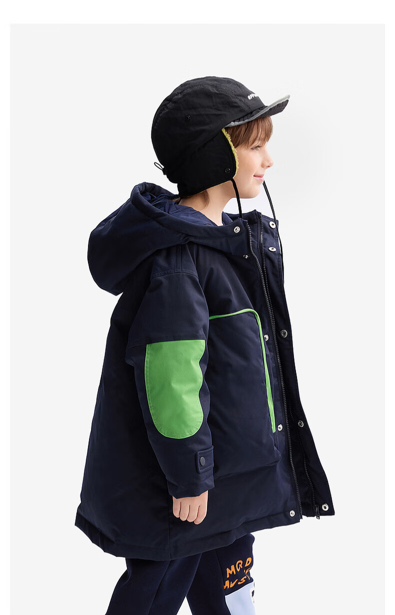 MQD Kids Down Jacket 2024 Winter New Boys Hooded Thick Warm Workwear Coat for Older Children 11