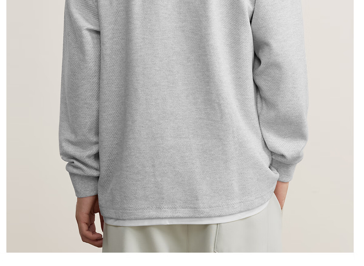 MARKLESS Men's 2025 Autumn New Loose Fit Khaki Green Layered Long Sleeve Sweatshirt, Size L, Model 5406 20